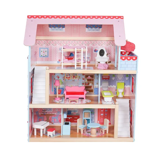 Personalizza in fabbrica Fai finta di giocare Mini casa delle bambole portatile in legno per ragazze W06A434