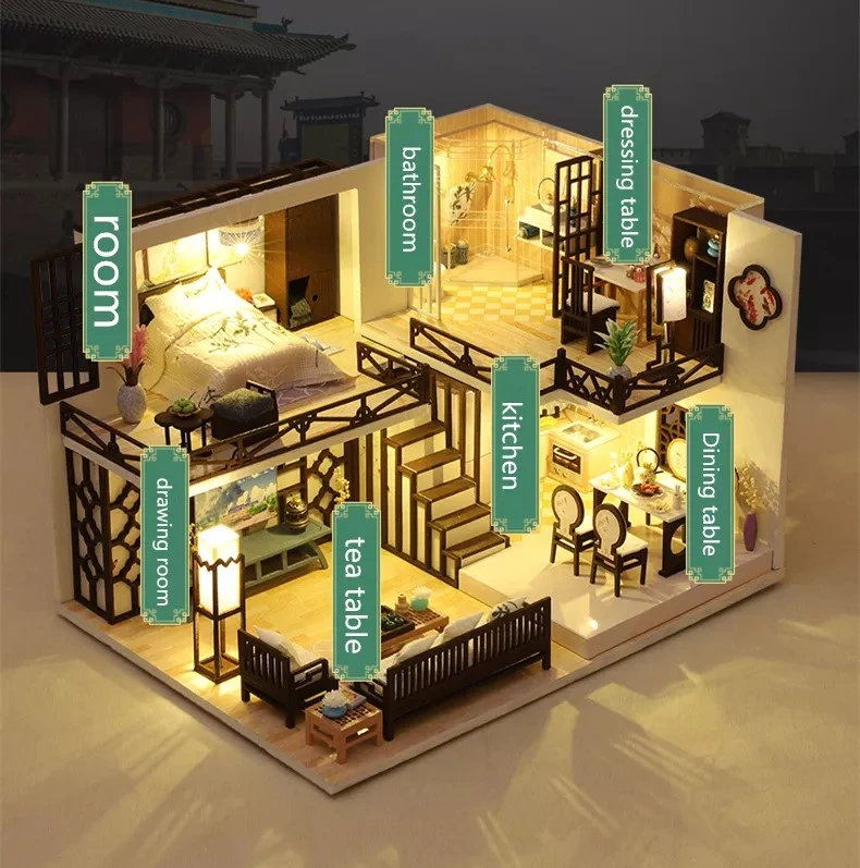 3D Trendy Wooden Educational Toys Outdoor Miniature Doll House