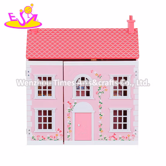 Nuovi kit per case delle bambole in legno georgiano blu più alla moda per bambini W06A419