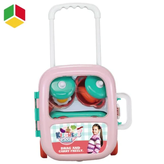 Qstoys 3 in 1 Borsa educativa per la scuola Mini giocattoli da cucina Giochi di ruolo Giocattoli da cucina in plastica