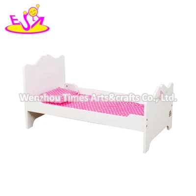 Personalizza il letto per mobili per bambole in miniatura in legno bianco per bambini W06b133